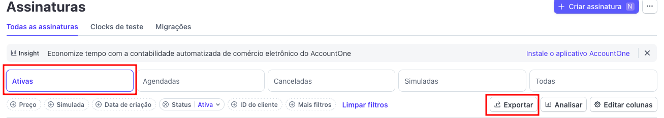 print do dashboard - selecionando todos os associados ativos